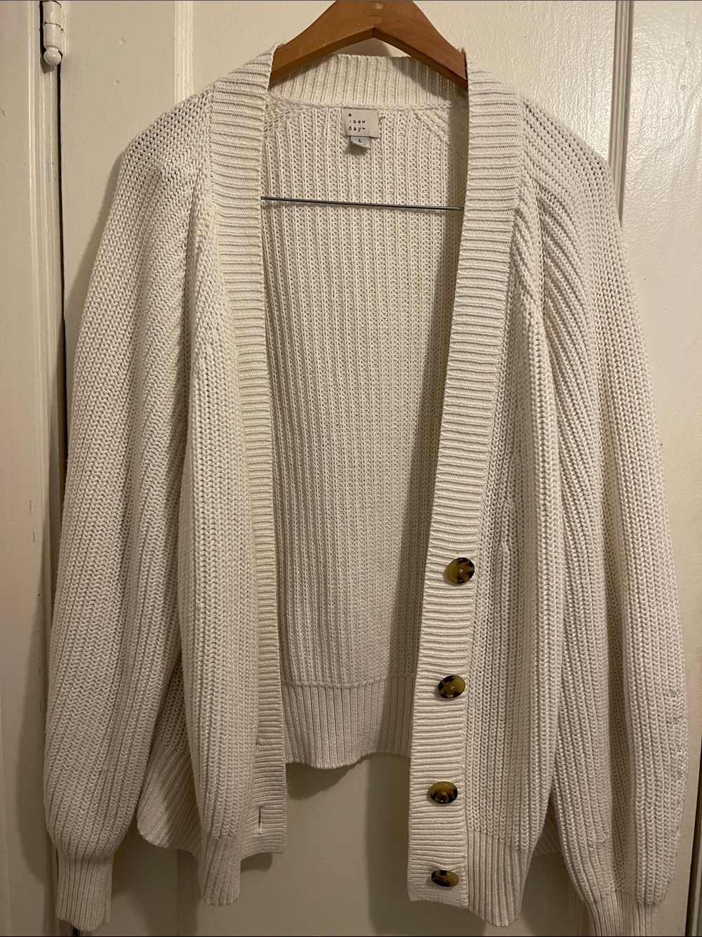 a new day Ivory Button-Front Ribbed Cardigan (item 64)